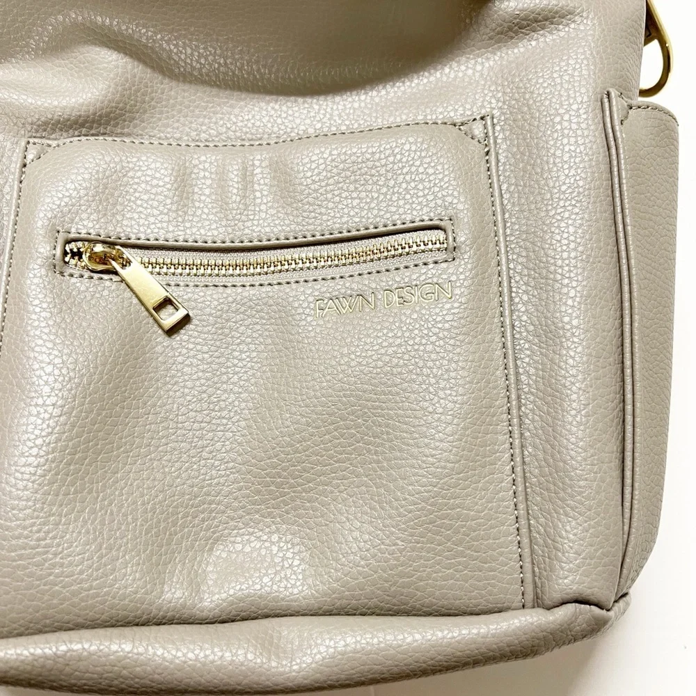 Fawn Design Gray Vegan Leather The Original 12 Pocket Diaper Bag Backpack